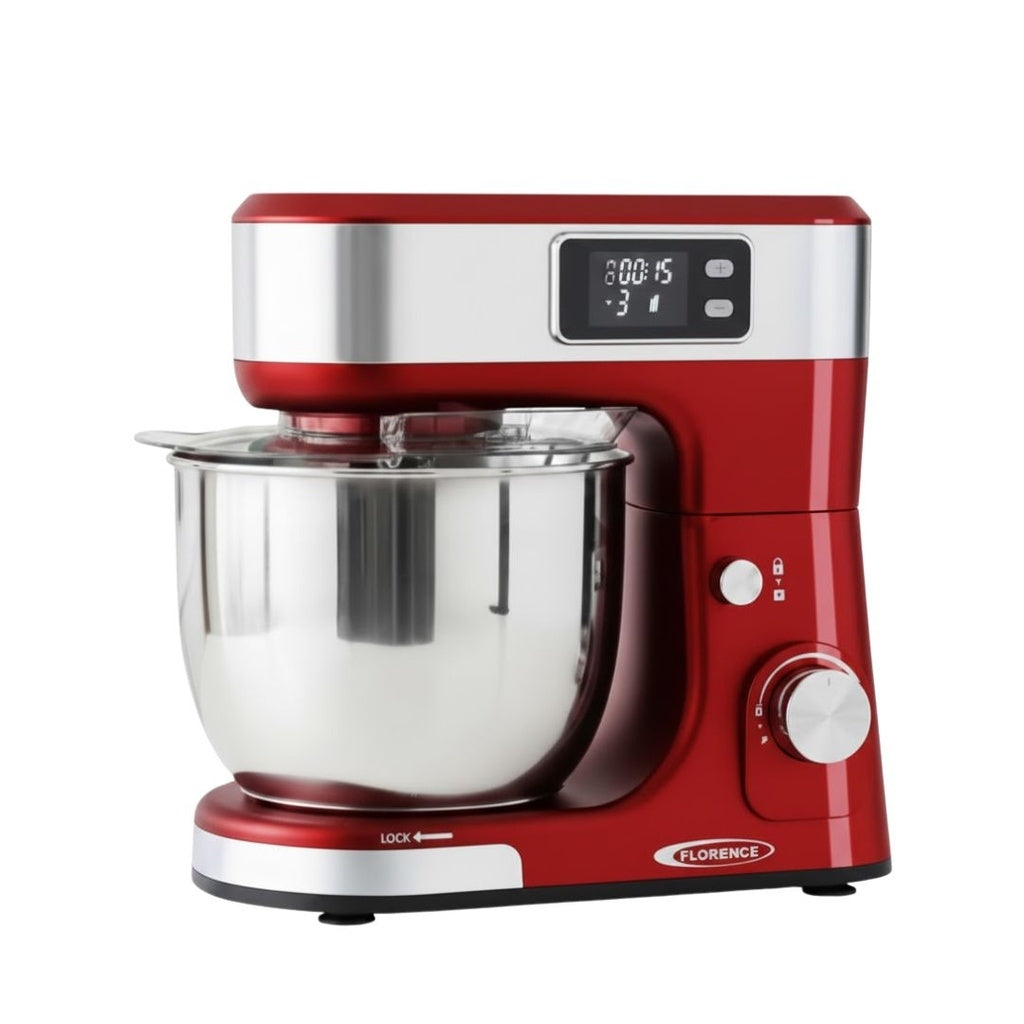 Robot Pétrin Avec Afficheur Digital 5L 1300W - Rouge - Modèle 6466AE