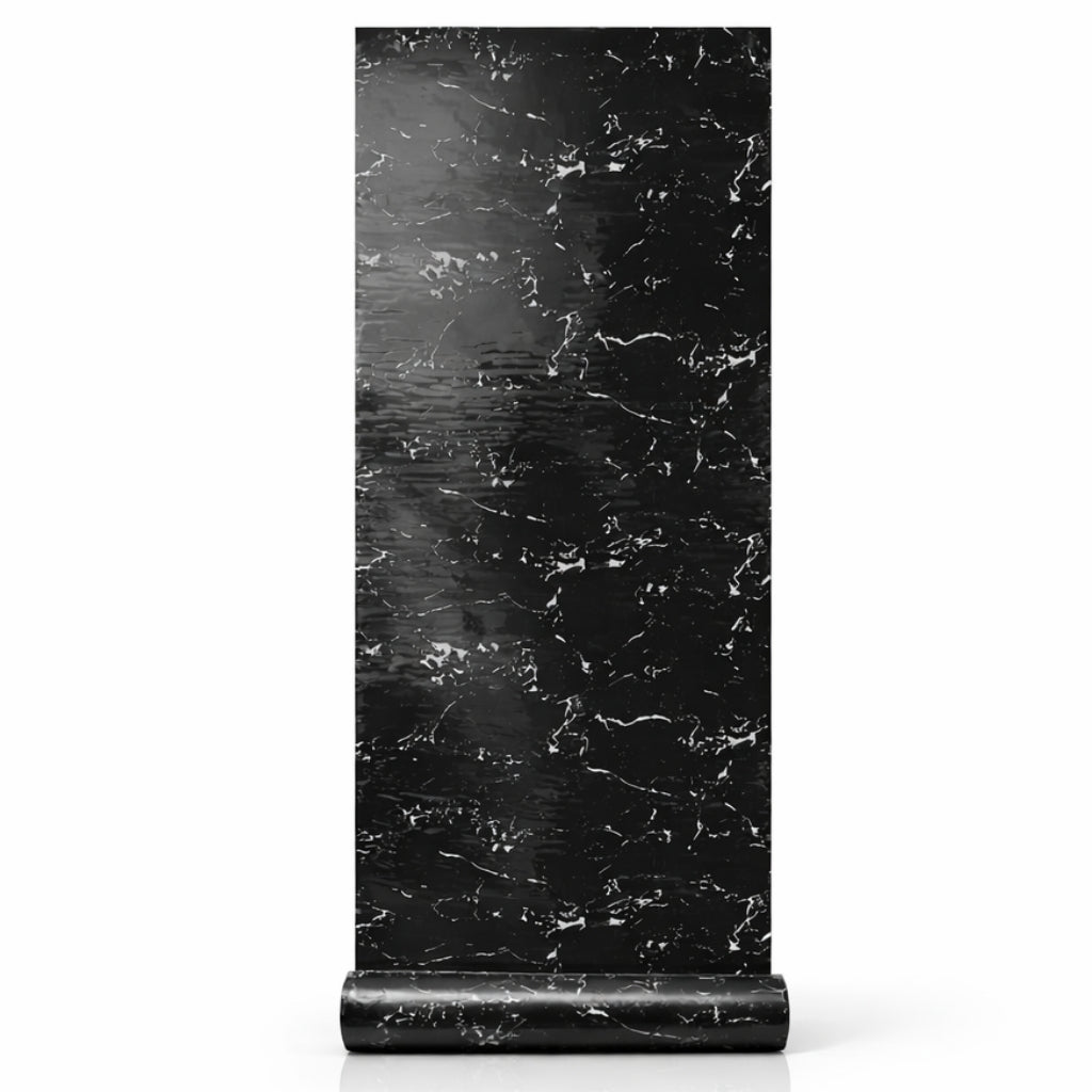 Rouleau Panneau Mural Autocollant Effet Marbre Noir 60 cm x 2,80 m – Épaisseur 3 mm