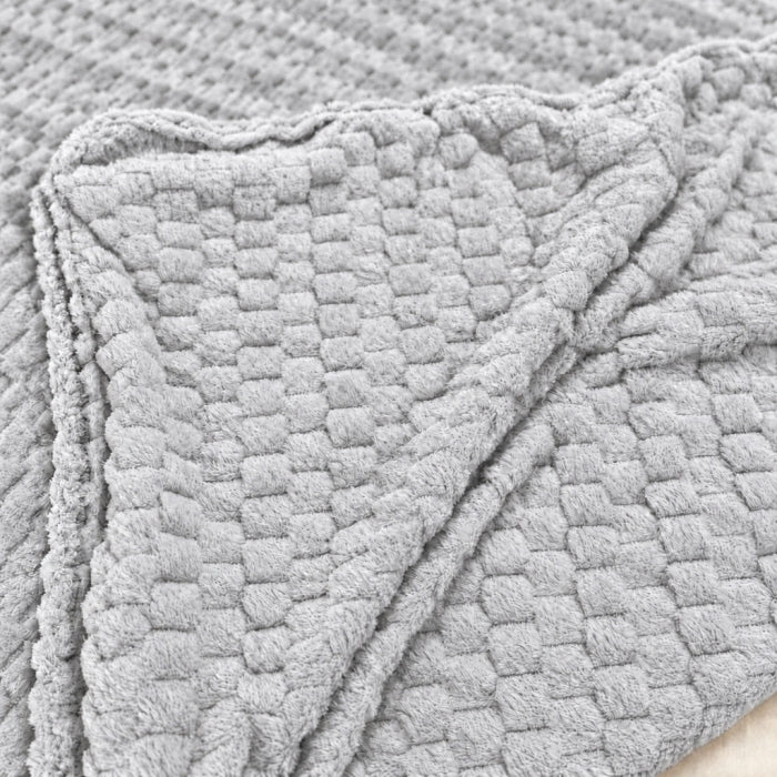 Ensemble Plaid Velours Gris Clair Caress 240 × 220 cm avec 2 Coussins