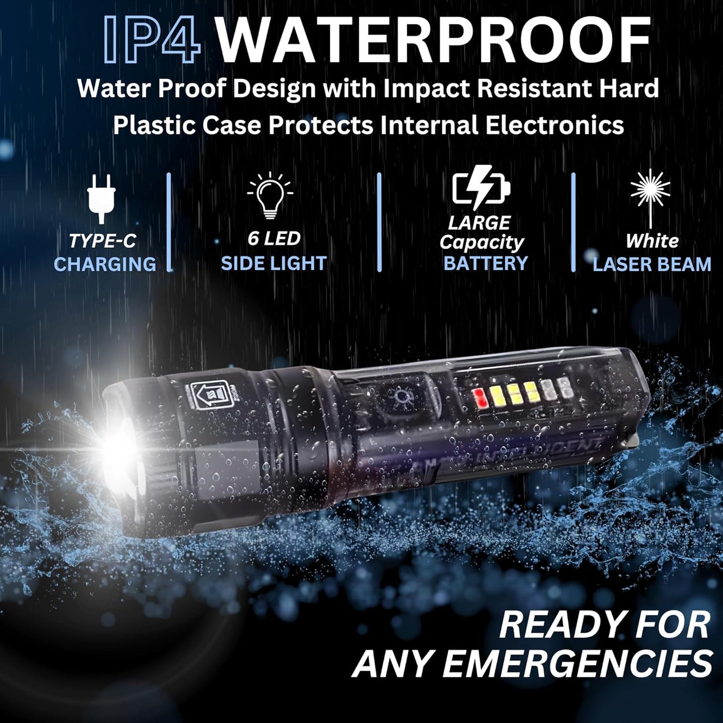 Lampe torche led haute puissance détecteur uv avec clip 8 modes