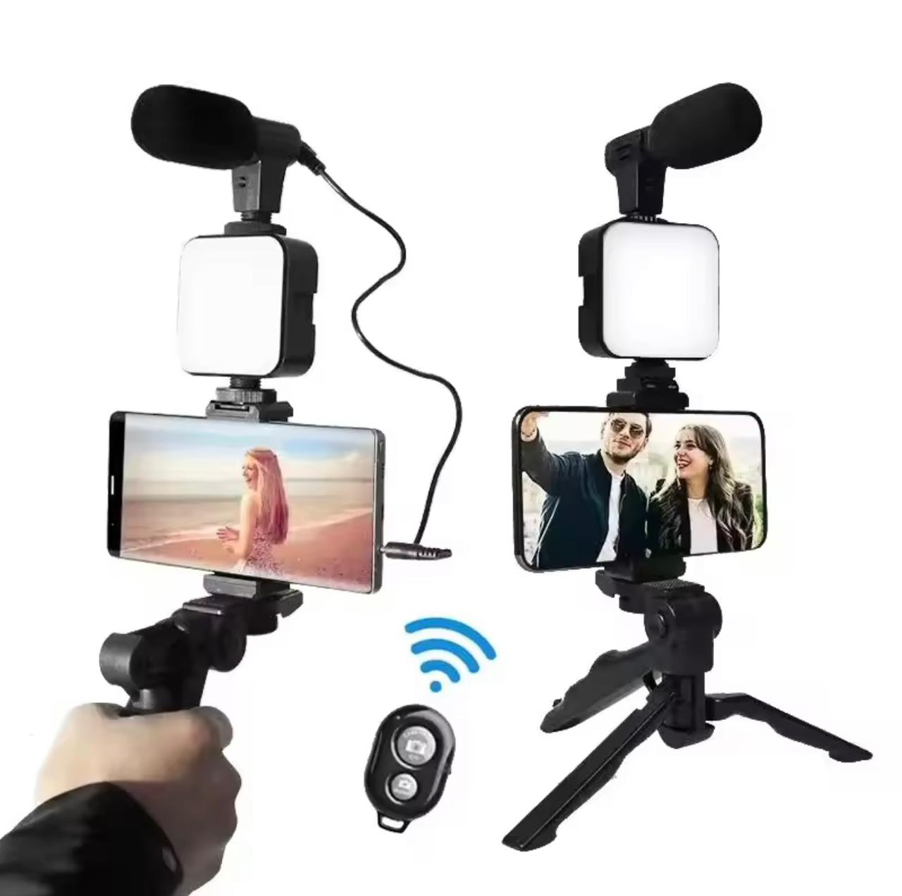 Kit Vidéo Trépied Avec Microphone et Lumière Avec Télécommande