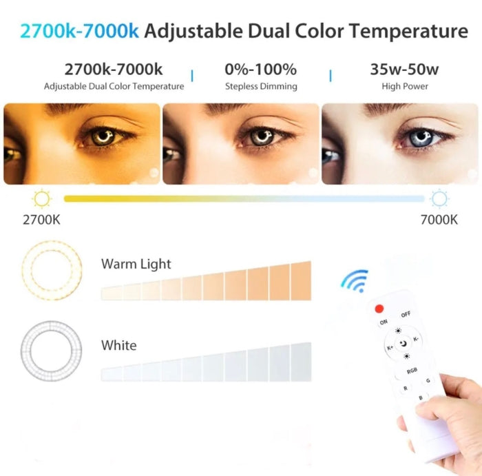 Ring Light Avec Trois Support Téléphones 3 Couleurs Et 10 Modes
