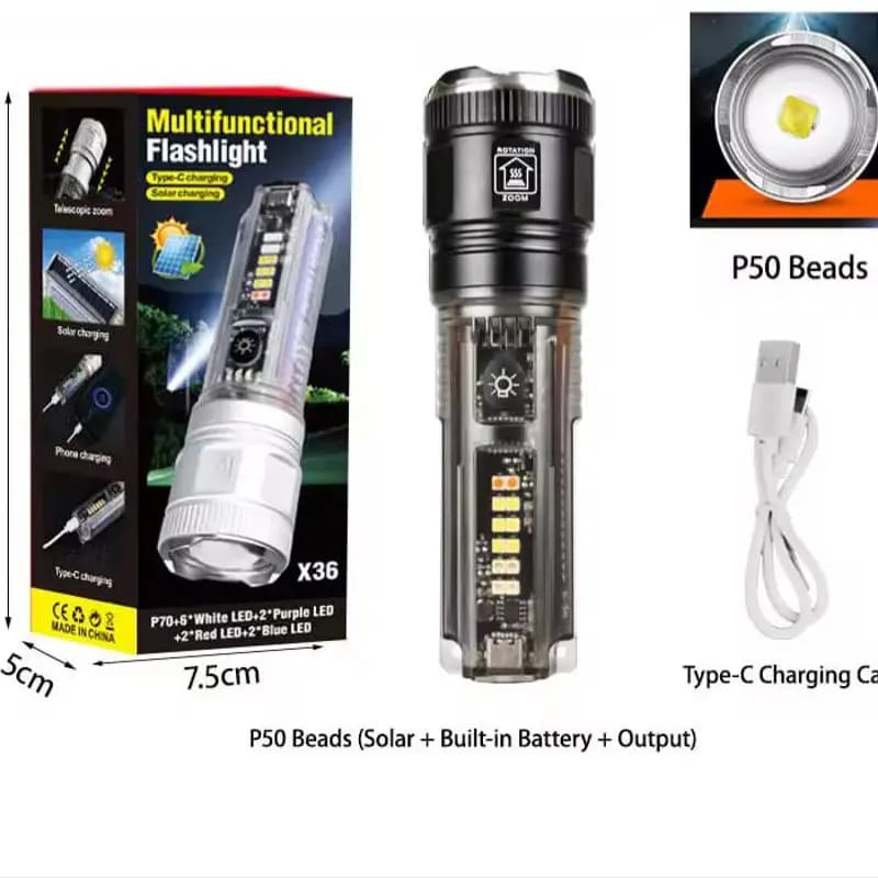 Lampe torche led haute puissance détecteur uv avec clip 8 modes