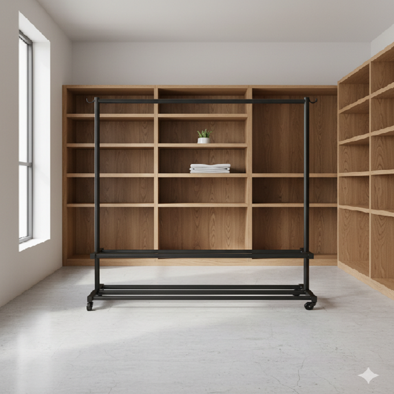 Portant vêtements Mobile à 3 Niveaux de Rangement