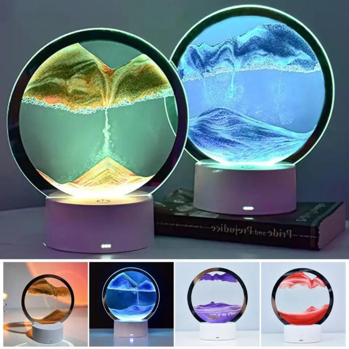 Art De Sable 3D Mobile En Verre Circulaire Avec Led RGB