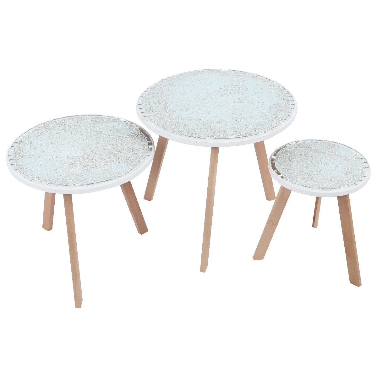 Série de 3 Tables Basses en Bois effet craquelé Motif 1