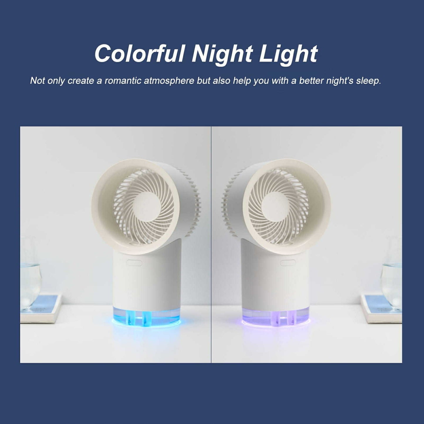 Ventilateur Refroidisseur d'Air Rechargeable avec Diffusseur et LED RGB
