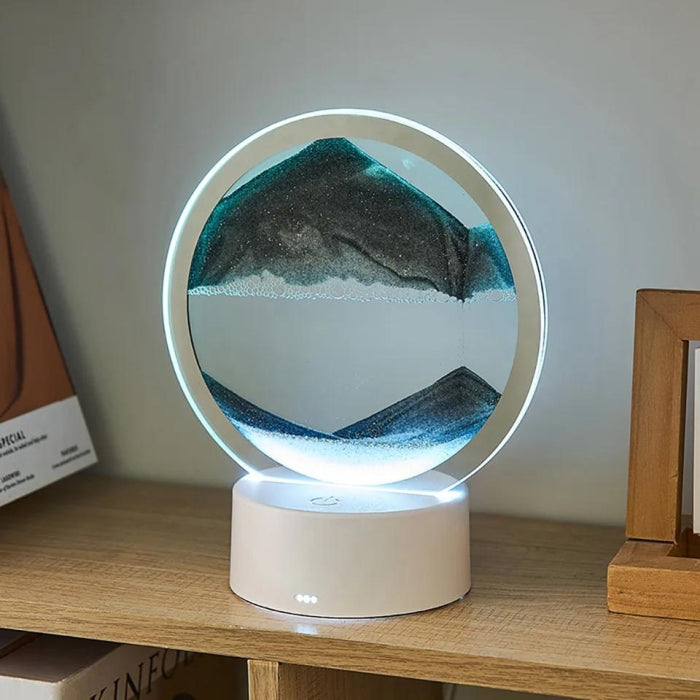 Art De Sable 3D Mobile En Verre Circulaire Avec Led RGB