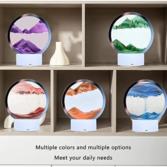 Art De Sable 3D Mobile En Verre Circulaire Avec Led RGB