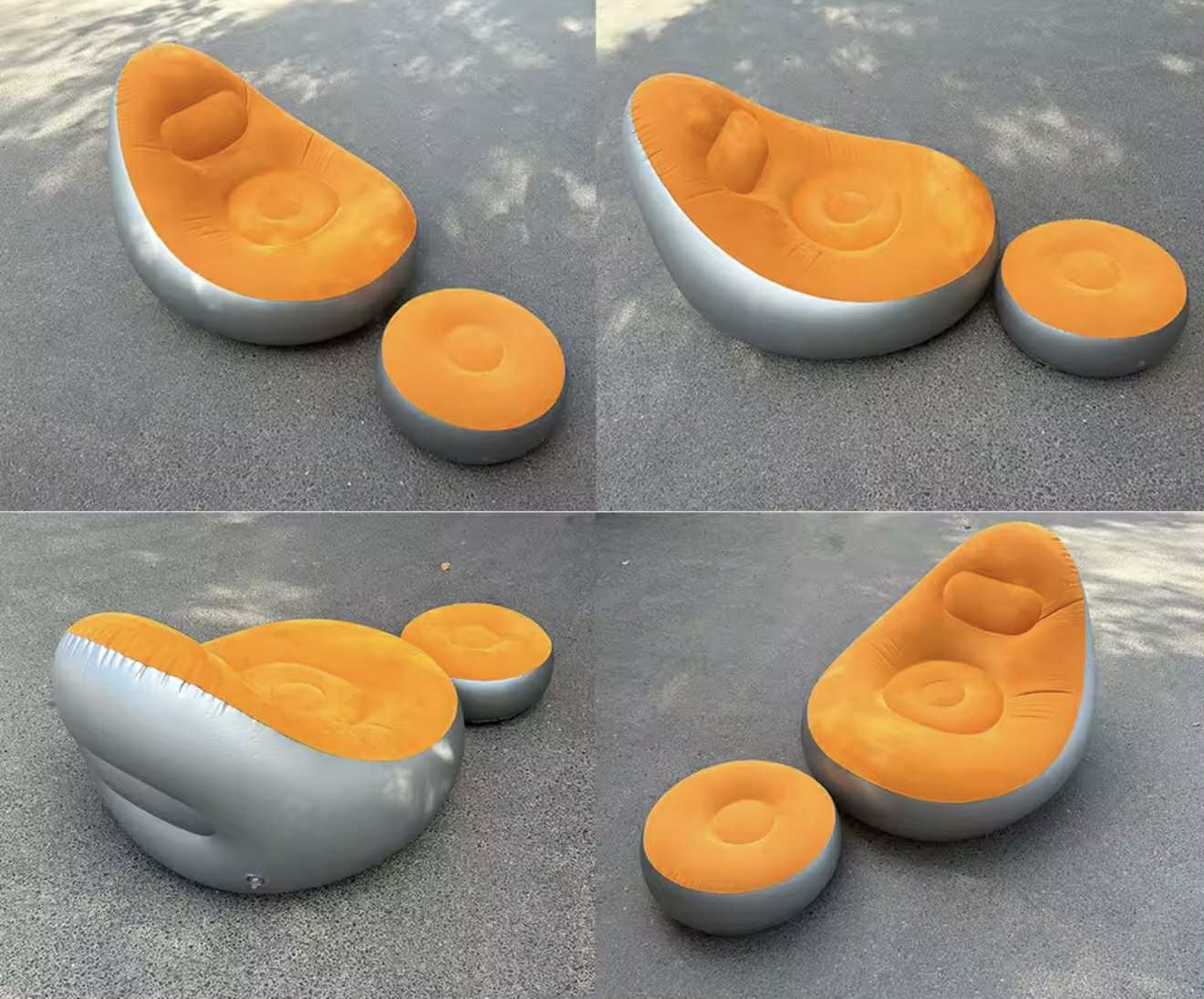 Chaise Longue Gonflable avec Pouf