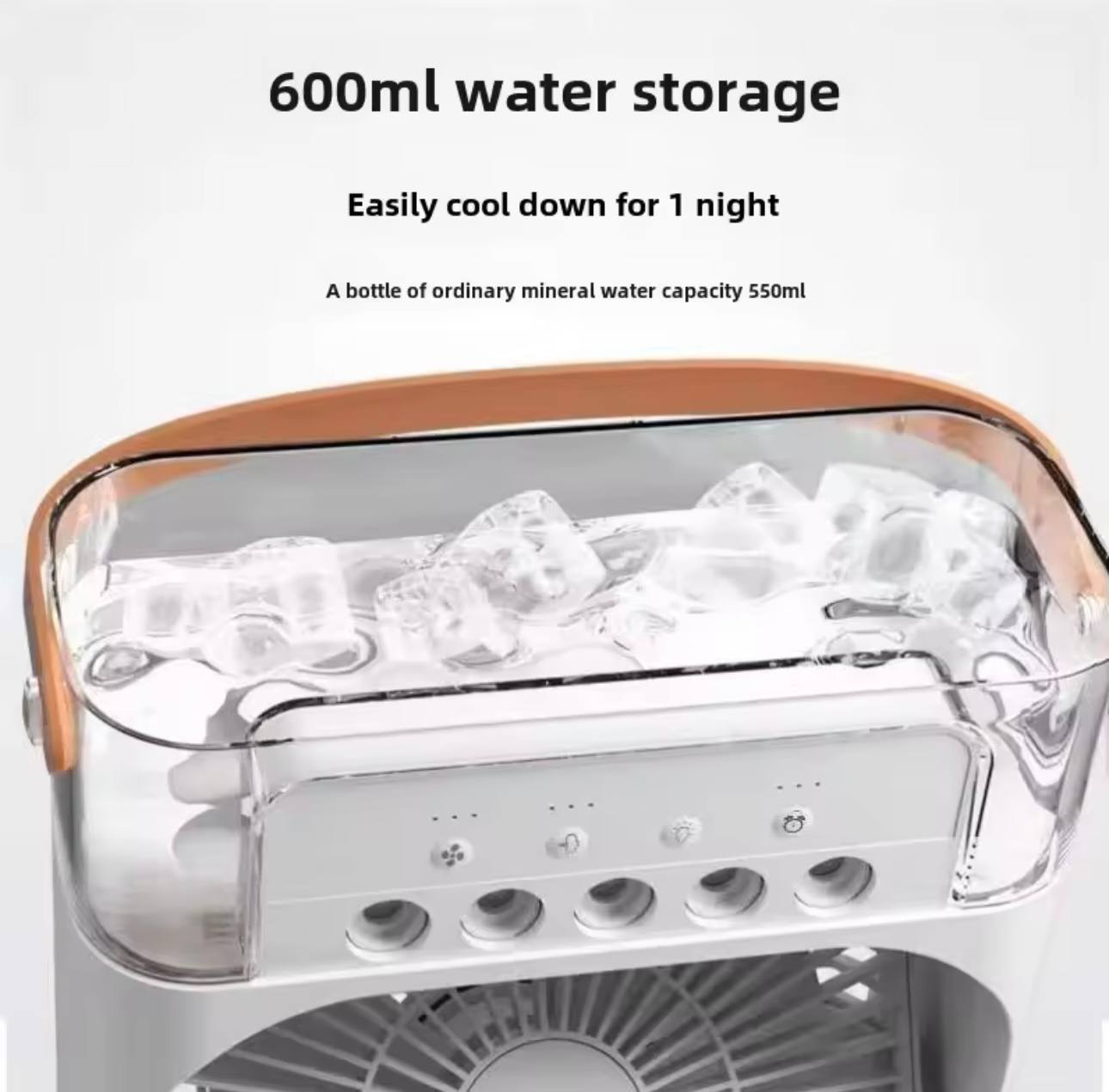 Climatiseur portable avec 3 vitesses de vent et 3 modes de pulvérisation avec veilleuse LED 7 couleurs