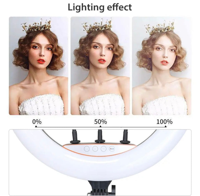 Ring Light Avec Trois Support Téléphones 3 Couleurs Et 10 Modes