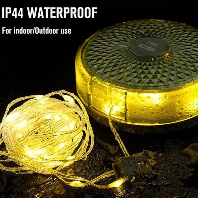 Guirlande lumineuse LED & lampe d'extérieur portable 2 en 1 avec 8 modes d'éclairage