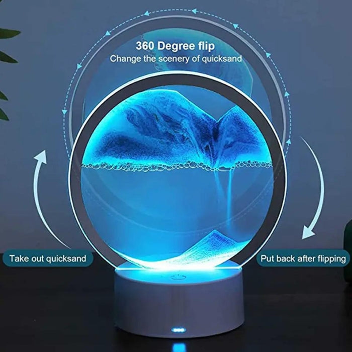 Art De Sable 3D Mobile En Verre Circulaire Avec Led RGB