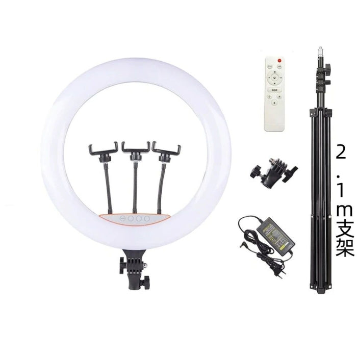 Ring Light Avec Trois Support Téléphones 3 Couleurs Et 10 Modes