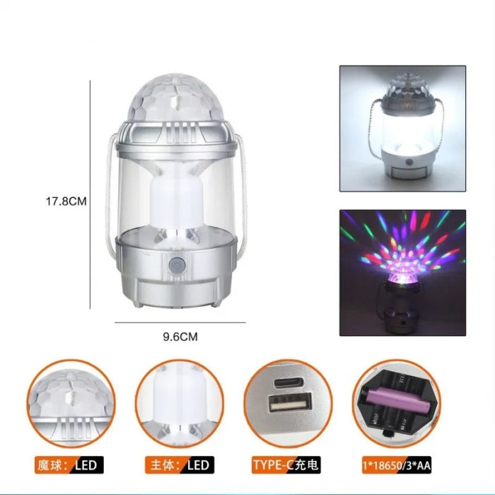 Torche Camping Light 3 En 1 Rechargeable - Lampe Led Multicolore Avec Jeu De Lumière