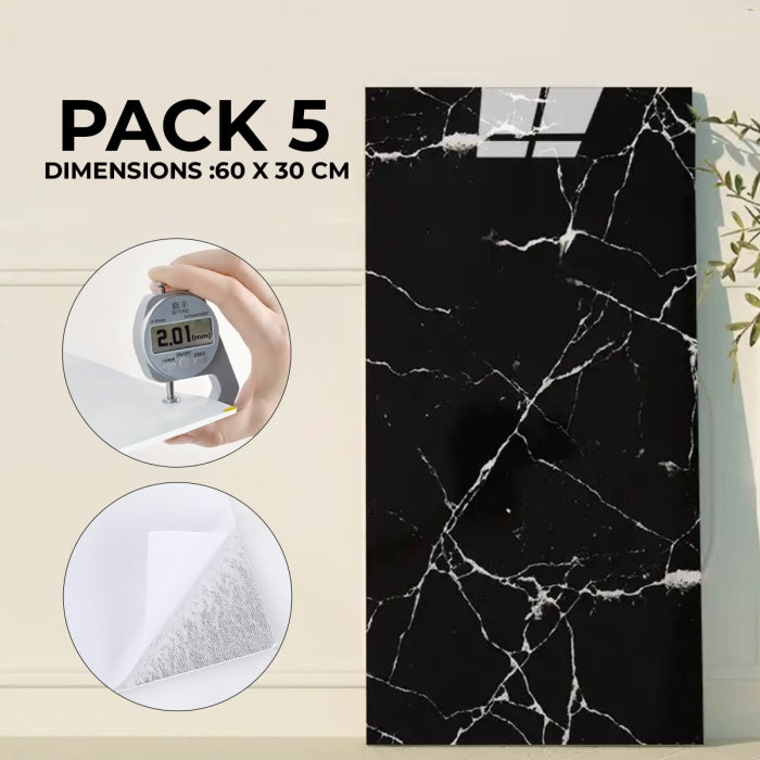 Pack de 5 Panneaux PVC Autocollant Alternative Au Marbre 60 x 30 cm