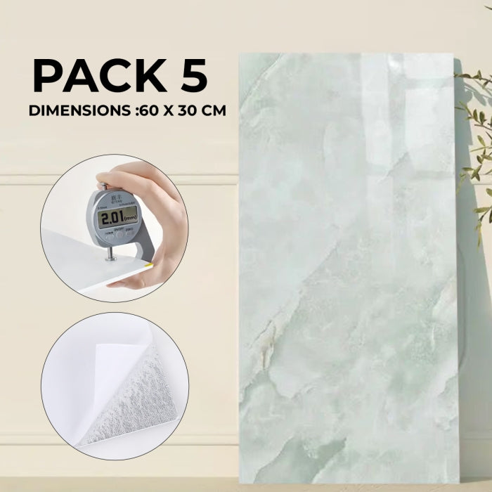 Pack de 5 Panneaux PVC Autocollant Alternative Au Marbre 60 x 30 cm