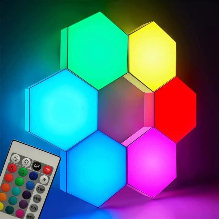 Panneau De 6 LED Mural Intelligent Lumières Hexagonales Contrôle Tactile Et Avec Télécommande 16 Couleurs
