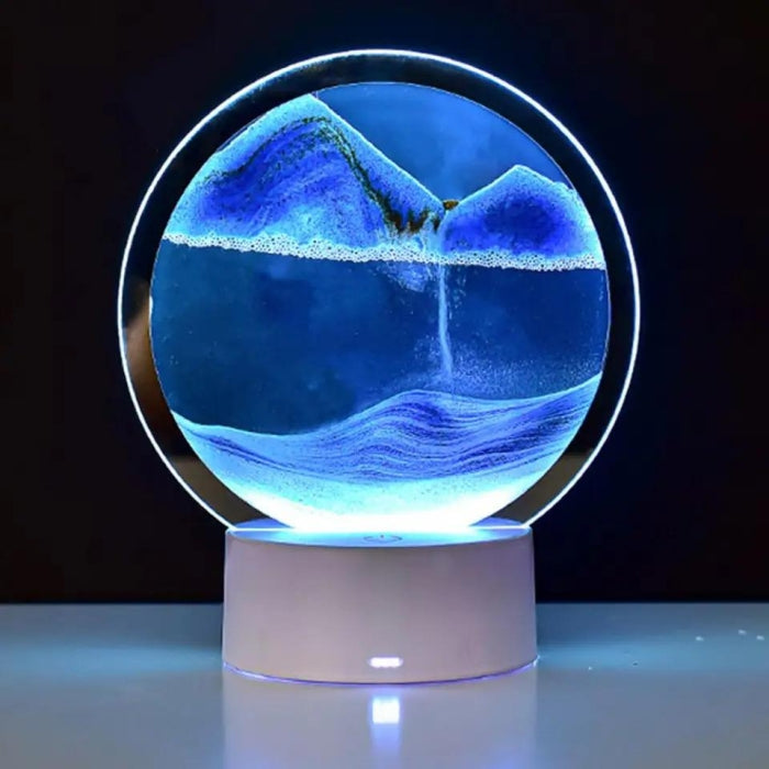 Art De Sable 3D Mobile En Verre Circulaire Avec Led RGB