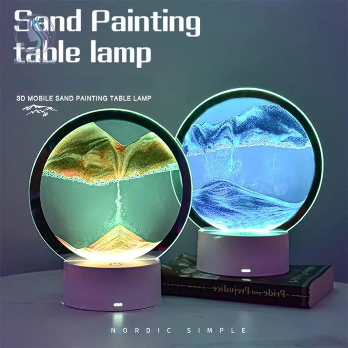 Art De Sable 3D Mobile En Verre Circulaire Avec Led RGB