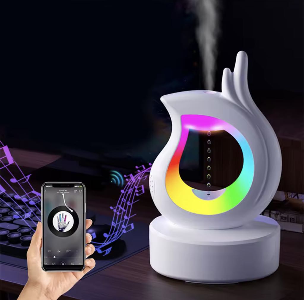Diffuseur D'arômes , Anti-Gravité avec Haut-parleur Bluetooth et lumière RGB