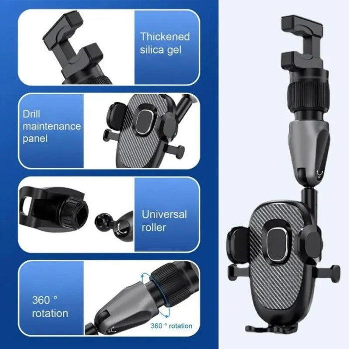 Support téléphone de rétroviseur rotatif à 360 degrés
