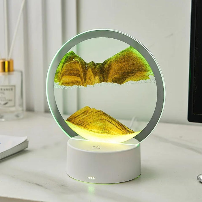 Art De Sable 3D Mobile En Verre Circulaire Avec Led RGB