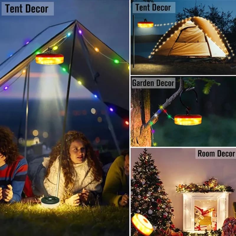 Guirlande lumineuse LED & lampe d'extérieur portable 2 en 1 avec 8 modes d'éclairage