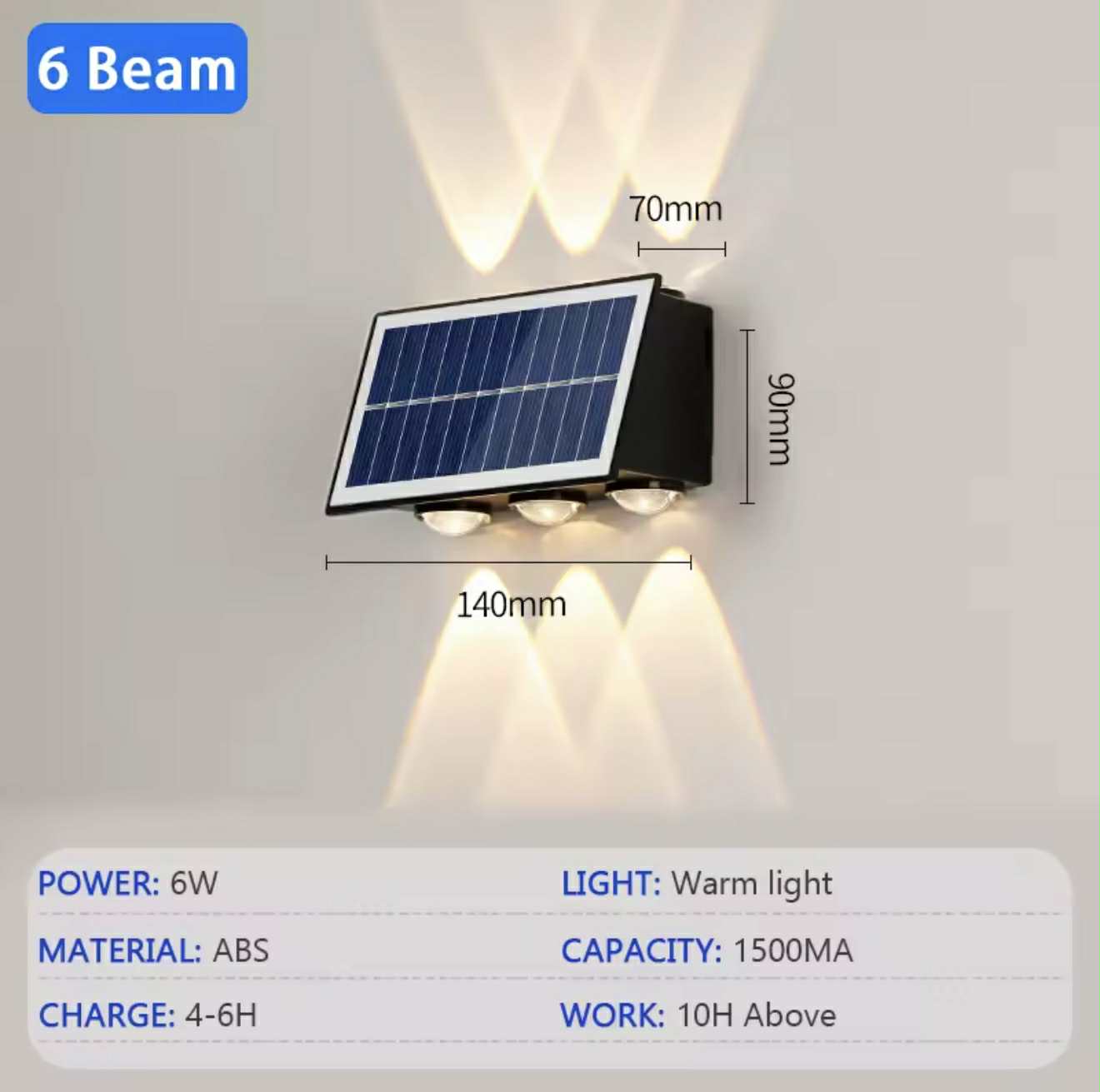 Applique Murale Solaire LED Extérieure 6 LED