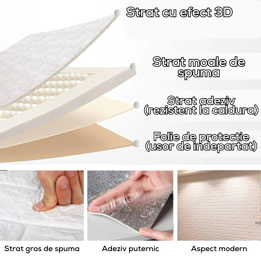 Pack De 10 Panneaux Muraux Adhésifs Anti-Humidité 3D 77*70 Cm Motif Marin