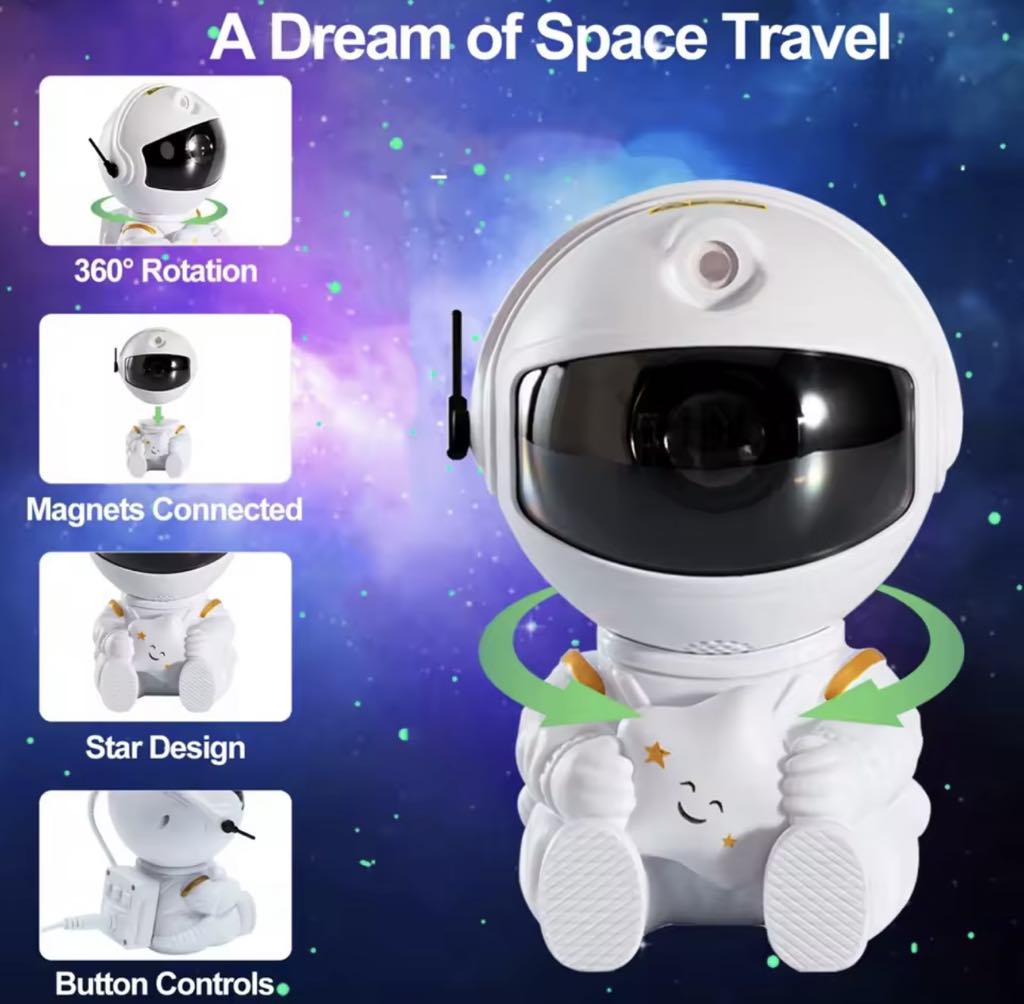 Jeux De Lumière Forme Robot En Blanc - Astronaute Projection Galaxy