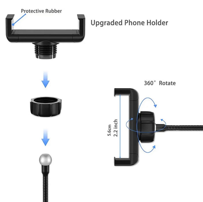 Ring Light Avec Trois Support Téléphones 3 Couleurs Et 10 Modes