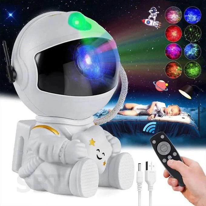 Jeux De Lumière Forme Robot En Blanc - Astronaute Projection Galaxy
