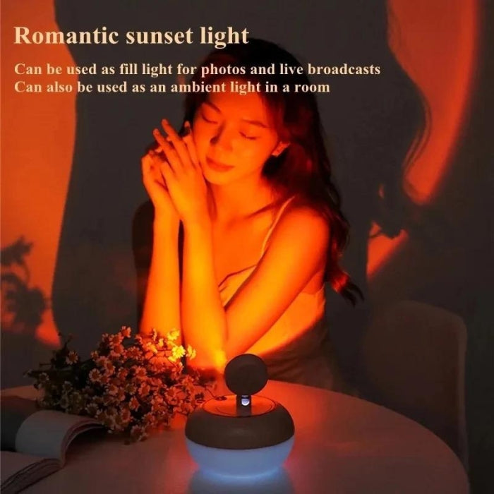 Lampe De Coucher De Soleil Rechargeable Avec Diffuseur D'huile Essentielles