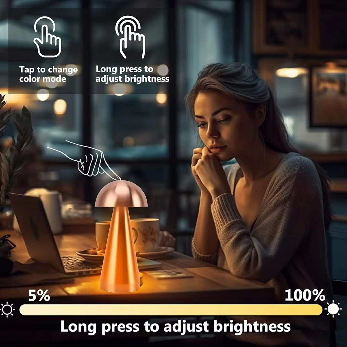 Lampe De Table Portables Sans Fil Rechargeable Avec Tactile