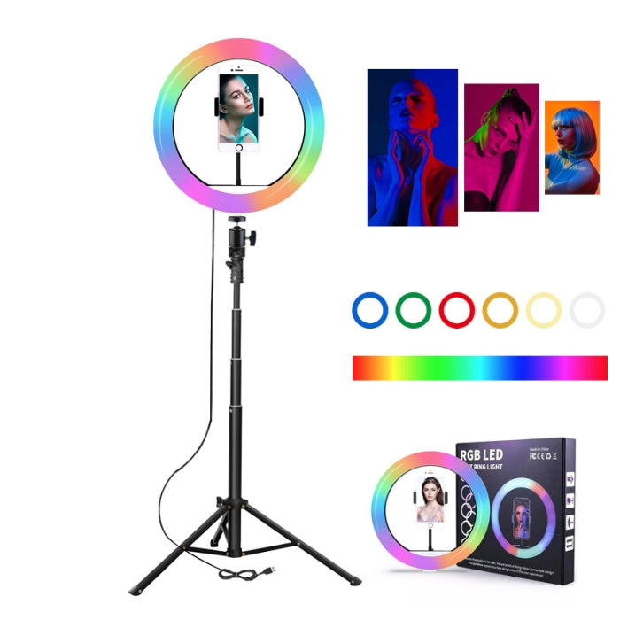 Ring Light RGB Avec Support Téléphone De Diamètre 33 Cm Trépied 2 M