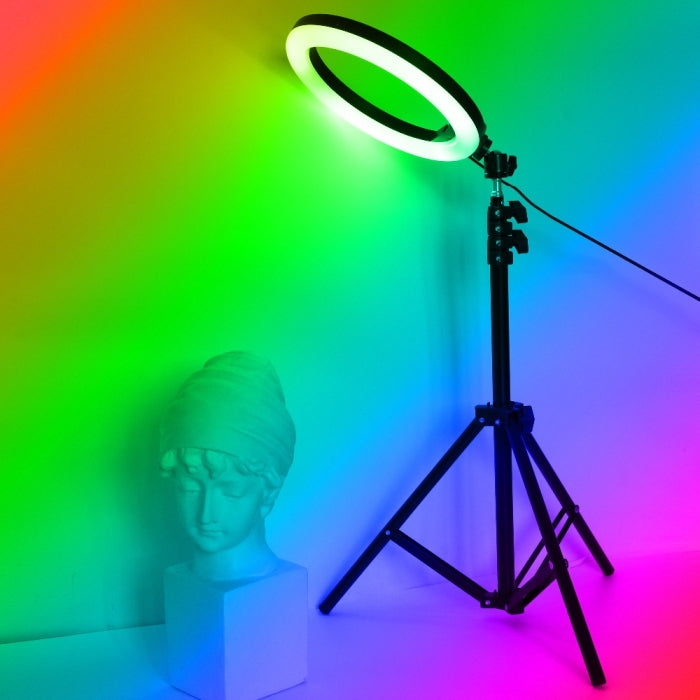 Ring Light RGB Avec Support Téléphone De Diamètre 33 Cm Trépied 2 M