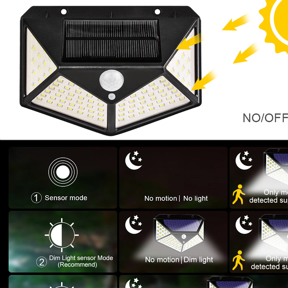 Pack De 2 Lampe solaire extérieur Avec Détecteur de Mouvement 100 Led