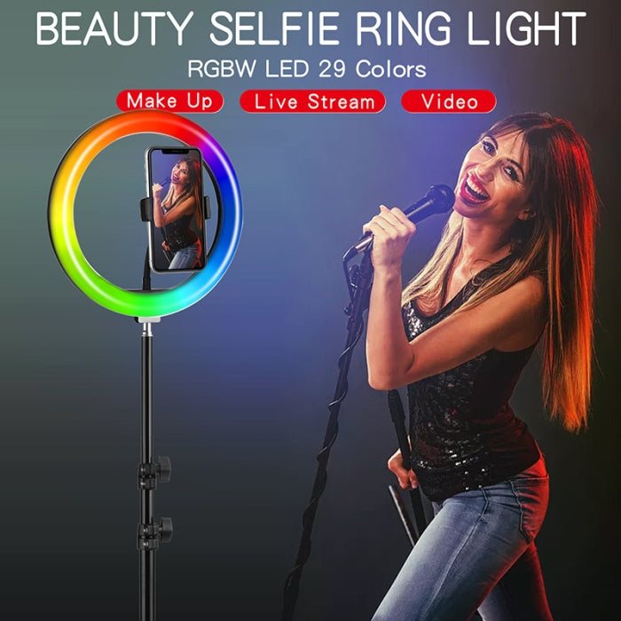 Ring Light RGB Avec Support Téléphone De Diamètre 33 Cm Trépied 2 M