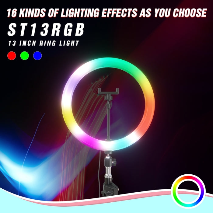 Ring Light RGB Avec Support Téléphone De Diamètre 33 Cm Trépied 2 M
