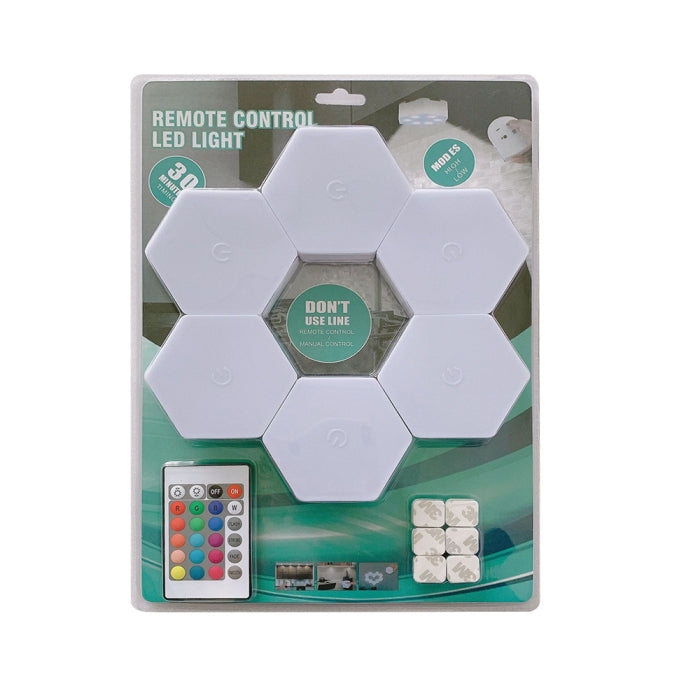 Panneau De 6 LED Mural Intelligent Lumières Hexagonales Contrôle Tactile Et Avec Télécommande 16 Couleurs