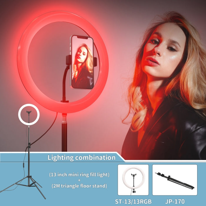 Ring Light RGB Avec Support Téléphone De Diamètre 33 Cm Trépied 2 M