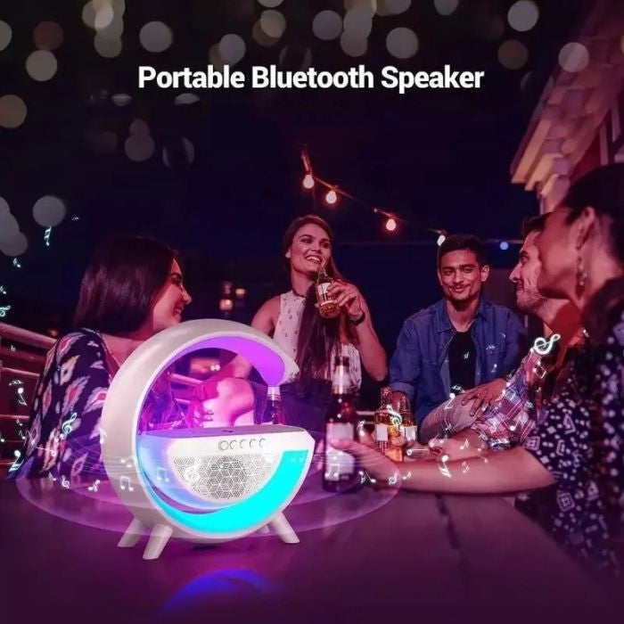 Support De Chargeur Sans Fil Rapide Multifonctions 3 En 1 Lampe LED Et Haut-Parleur Bluetooth