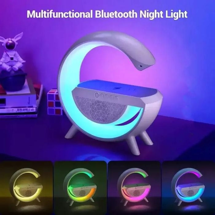 Support De Chargeur Sans Fil Rapide Multifonctions 3 En 1 Lampe LED Et Haut-Parleur Bluetooth