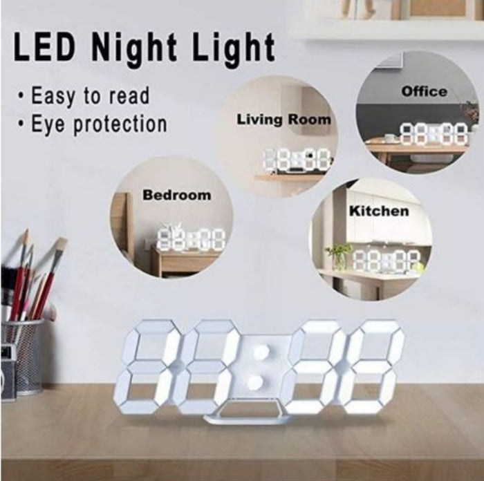 Horloge Digital Led 3D Affichage 24/12 Heures Et Alarme Snooze Et Température