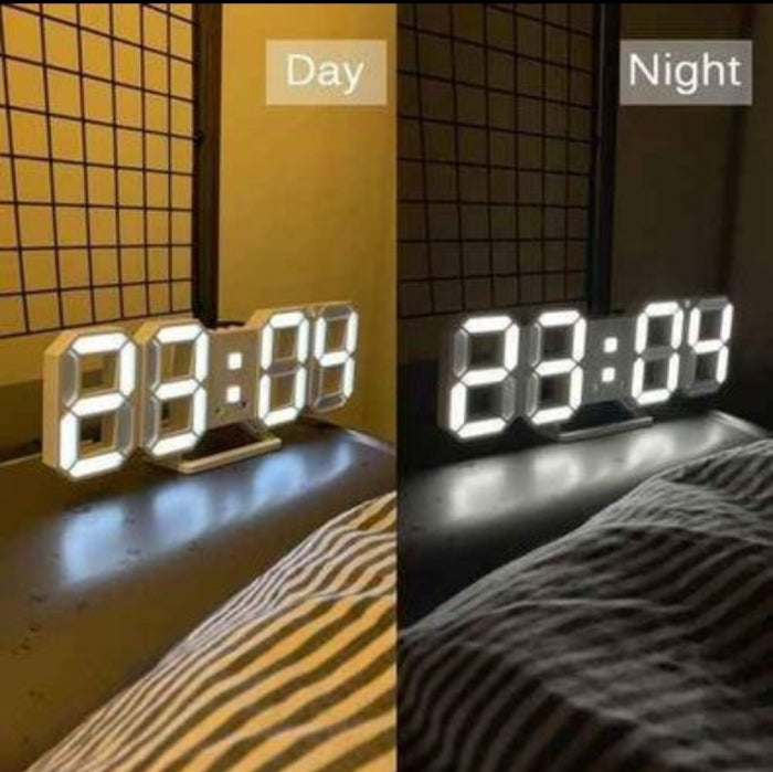 Horloge Digital Led 3D Affichage 24/12 Heures Et Alarme Snooze Et Température