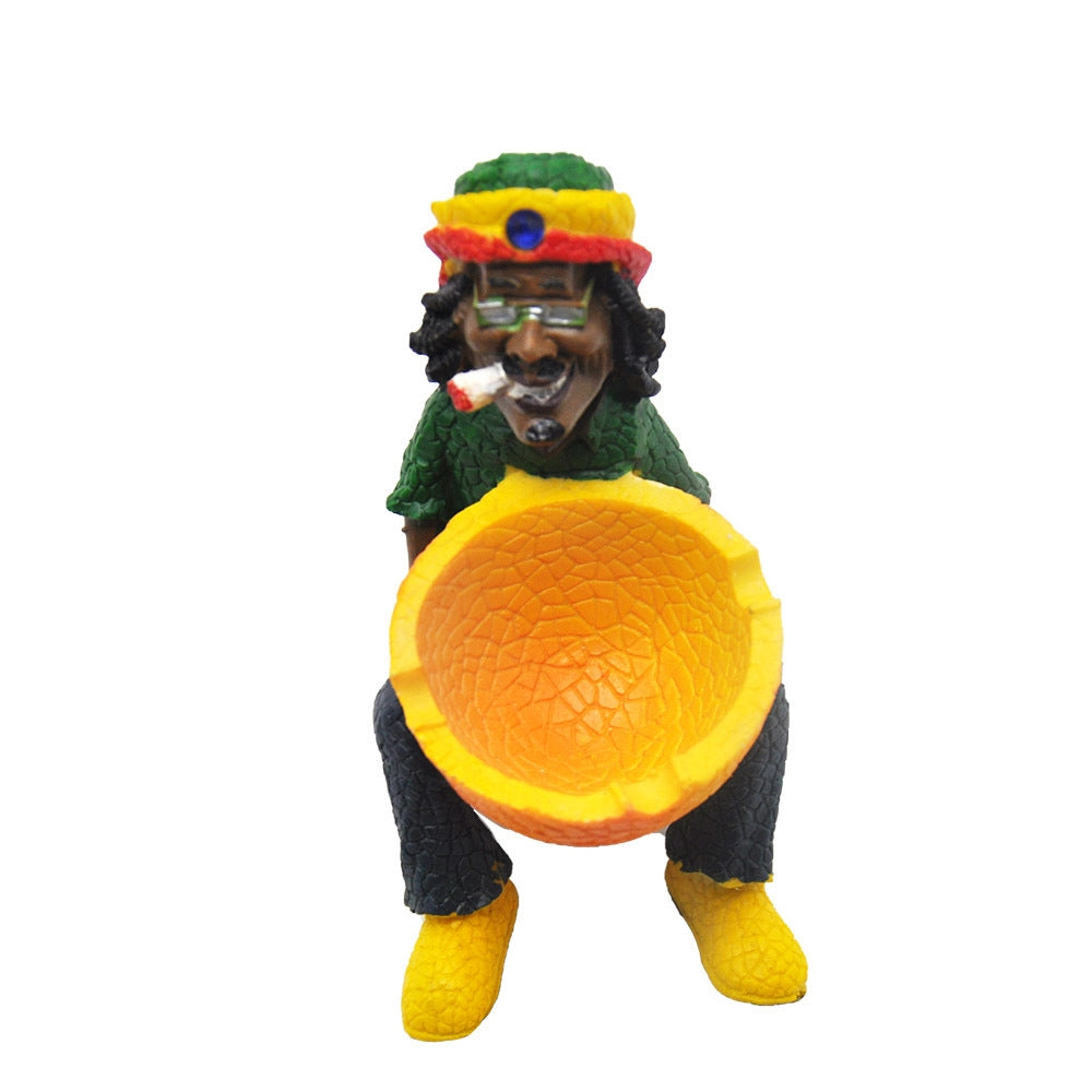 Cendrier Jamaïcain En Résine Motif Orange