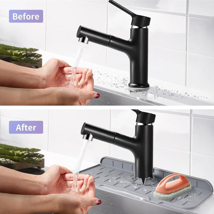Tapis D'évier De Robinet En Silicone Et Porte Savon Et Chiffon 2 En 1