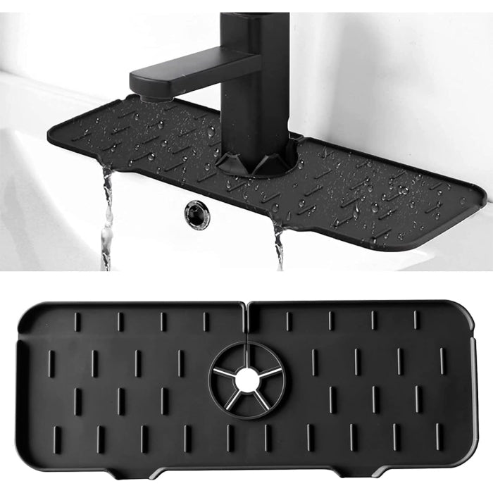 Tapis D'évier De Robinet En Silicone Et Porte Savon Et Chiffon 2 En 1
